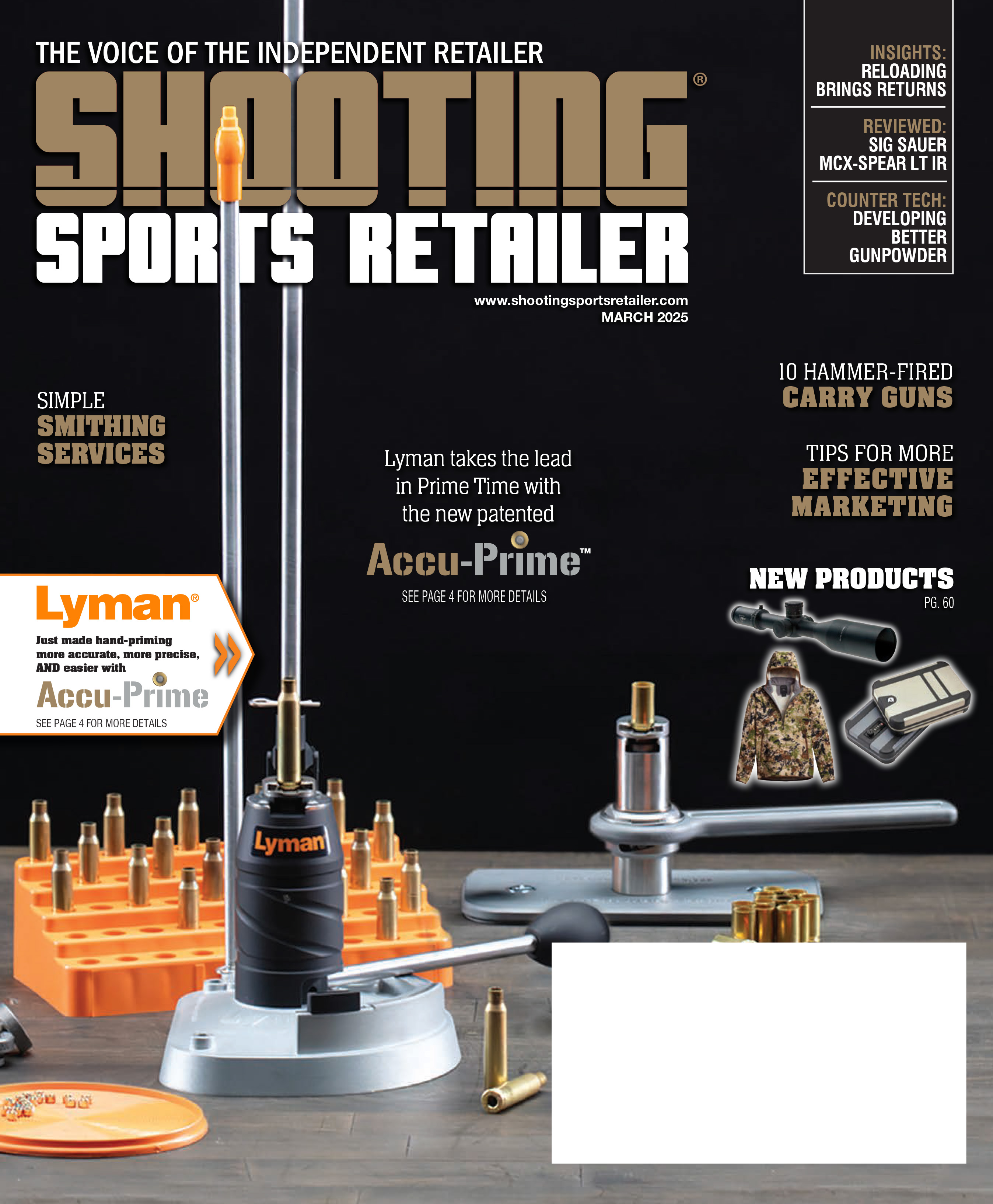 Magazine front cover featuring Lyman Products photography